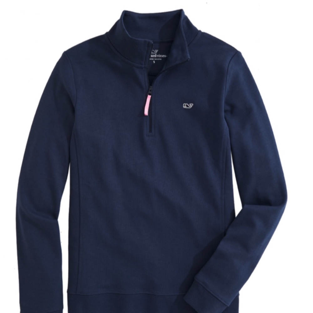 Vineyard Vines Women’s Jersey 1/4 Zip Solid Blue Blazer - XL